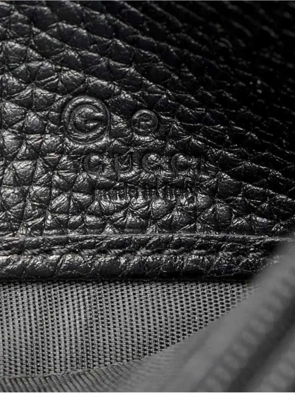 Gucci Soho Black Pebbled Leather Fold Wallet with Embossed Logo